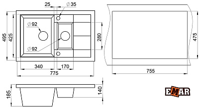 Мойка Emar EMQ-2775.Q, Сардоникс
