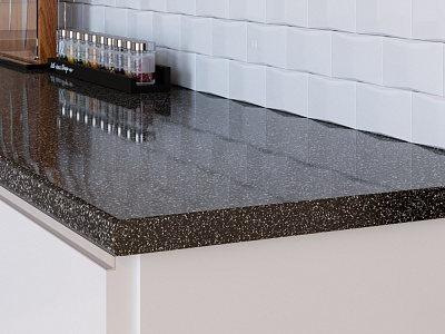 Столешница 7103/1А черный кристалл ГЛ 3000х600х40